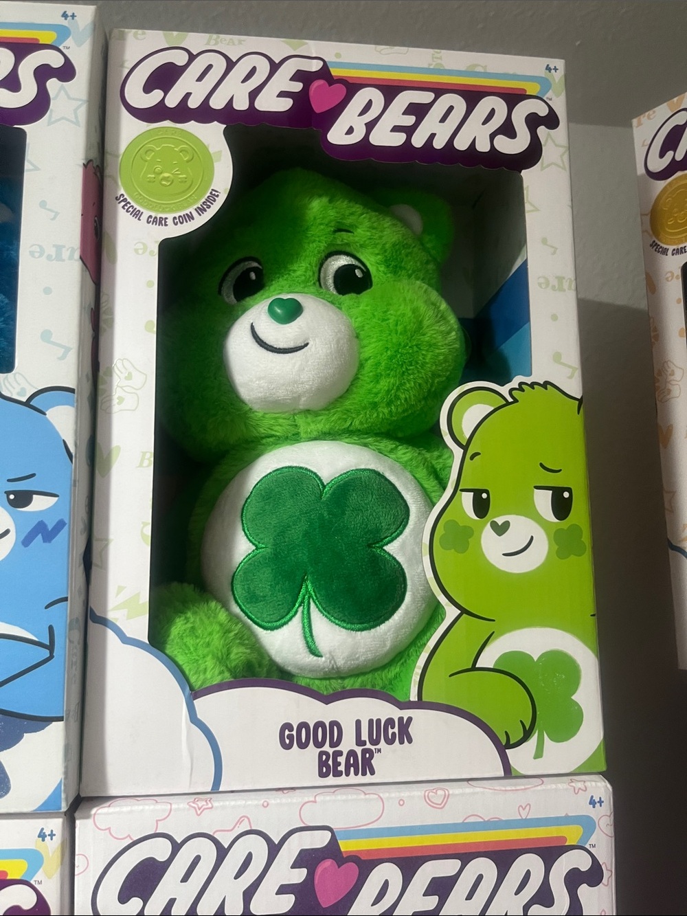 Care Bears Good Luck Bear Plush - Bright Green with White Belly Badge